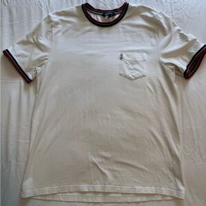 Ben Sherman White T-Shirt with Black and Red Trim